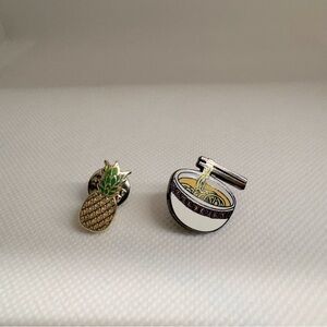 Pineapple and Ramen Bowl Enamel Pins